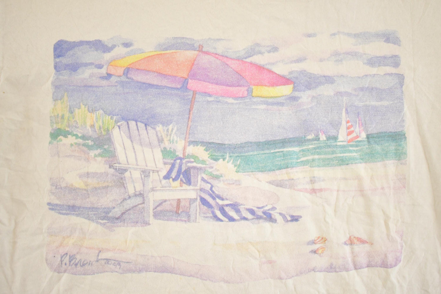 Vintage 1990's Cute Beach Souvenir Travel T-Shirt Womens XL
