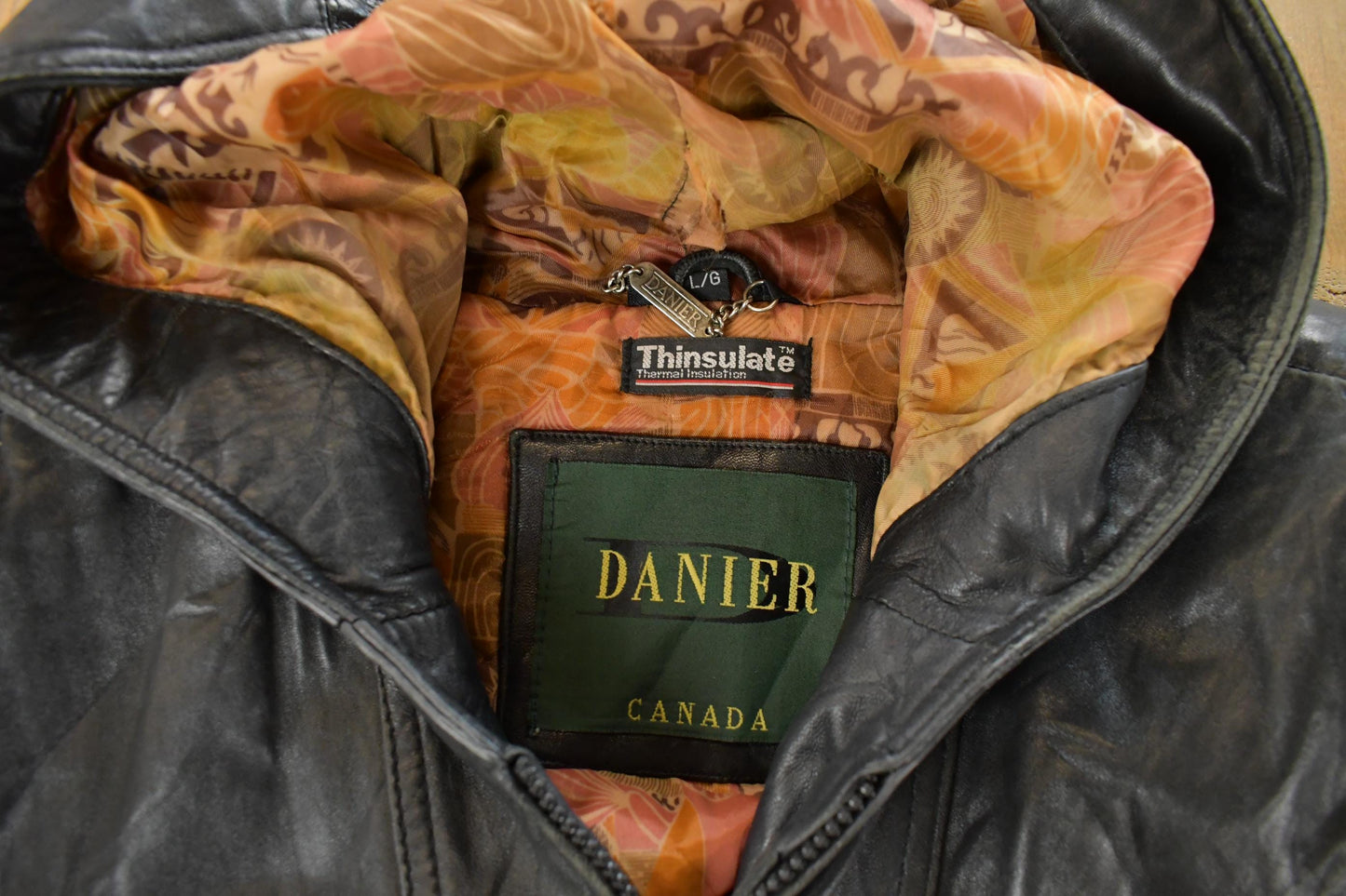 Vintage 1980s Danier Hooded Leather Jacket Men's Large