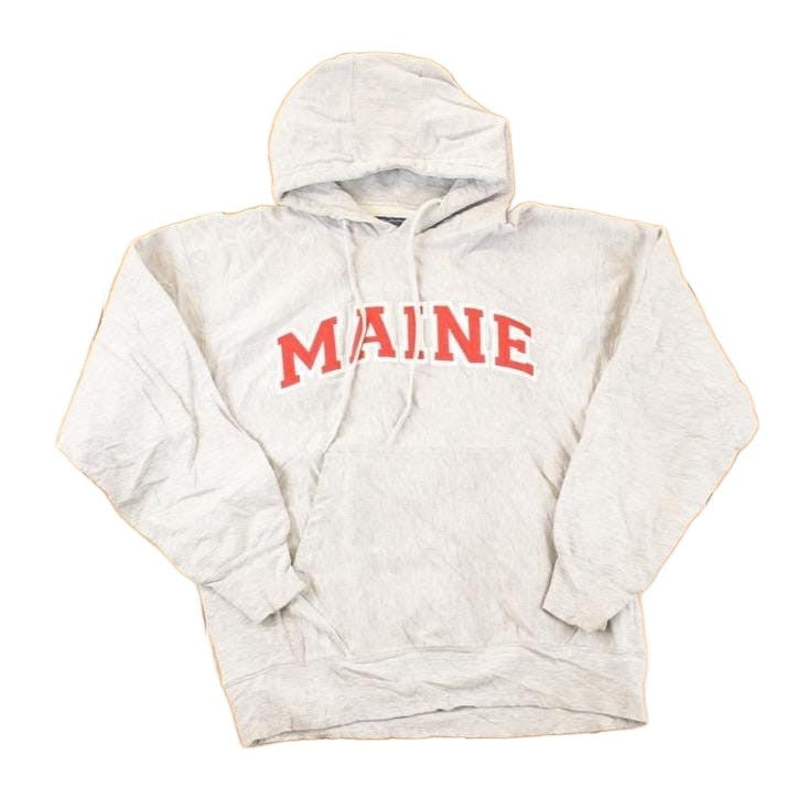 Vintage 1990s Maine Heavyweight Embroidered Cross Grain Hoodie Sweatshirt Men's L
