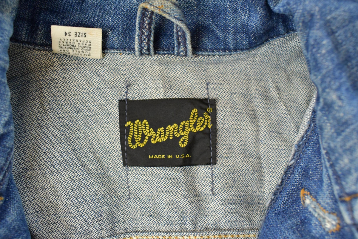 Vintage 1980s Wrangler Western Denim Trucker Jean Jacket Men's XS-S
