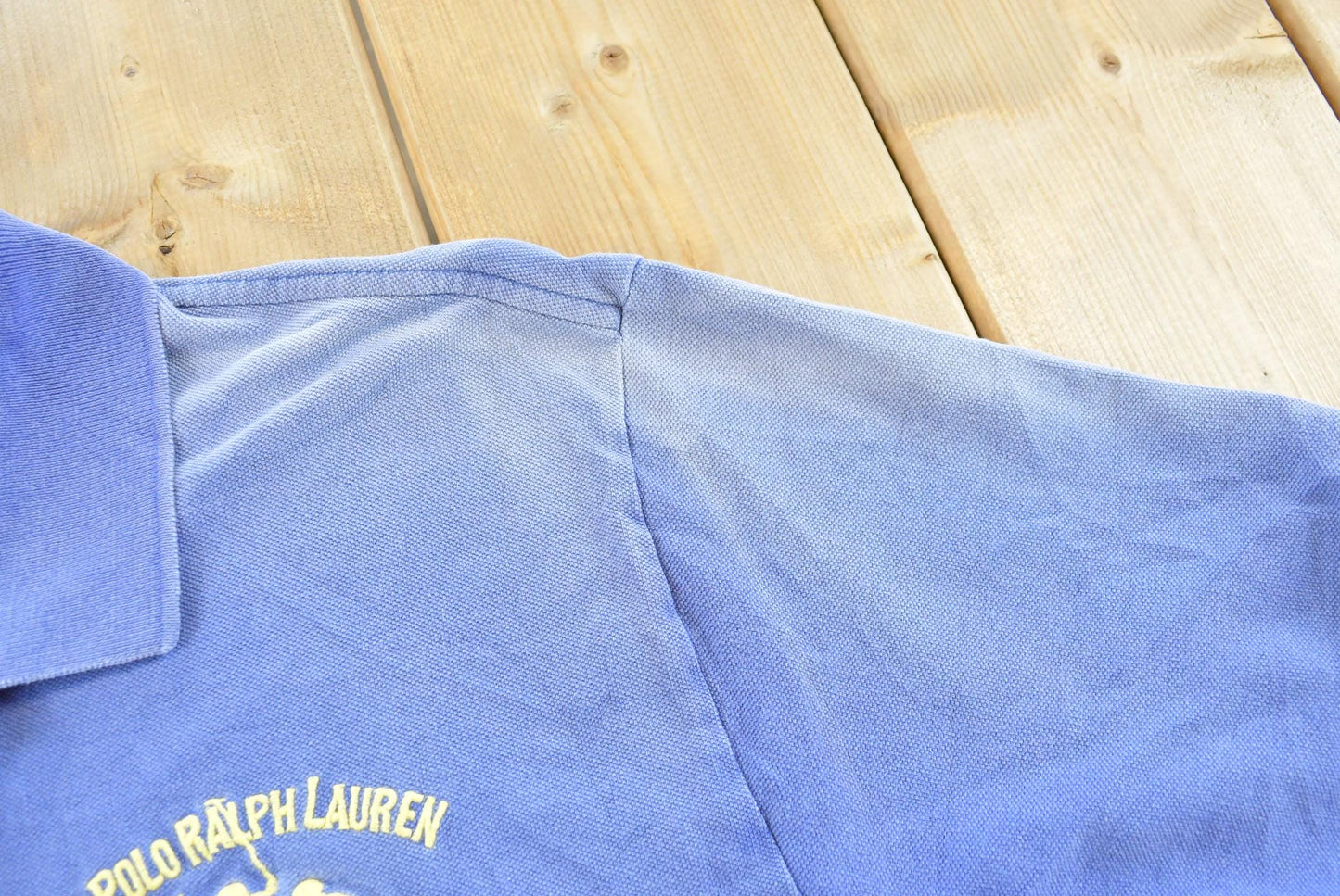 Vintage 1990's Polo Ralph Lauren Blue Double Pony Dual Match Number 2 Collared Golf T Shirt Men's XL