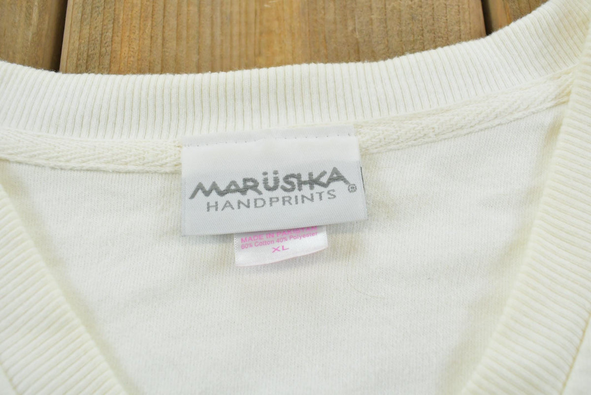 Vintage 2000s Marushka Handprints Sea Horse V-Neck Sweatshirt Women's XL