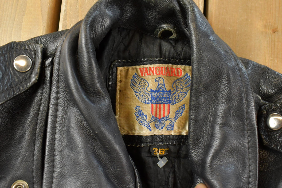 Vintage 1980s Vanguard Biker Leather Jacket Men's Small