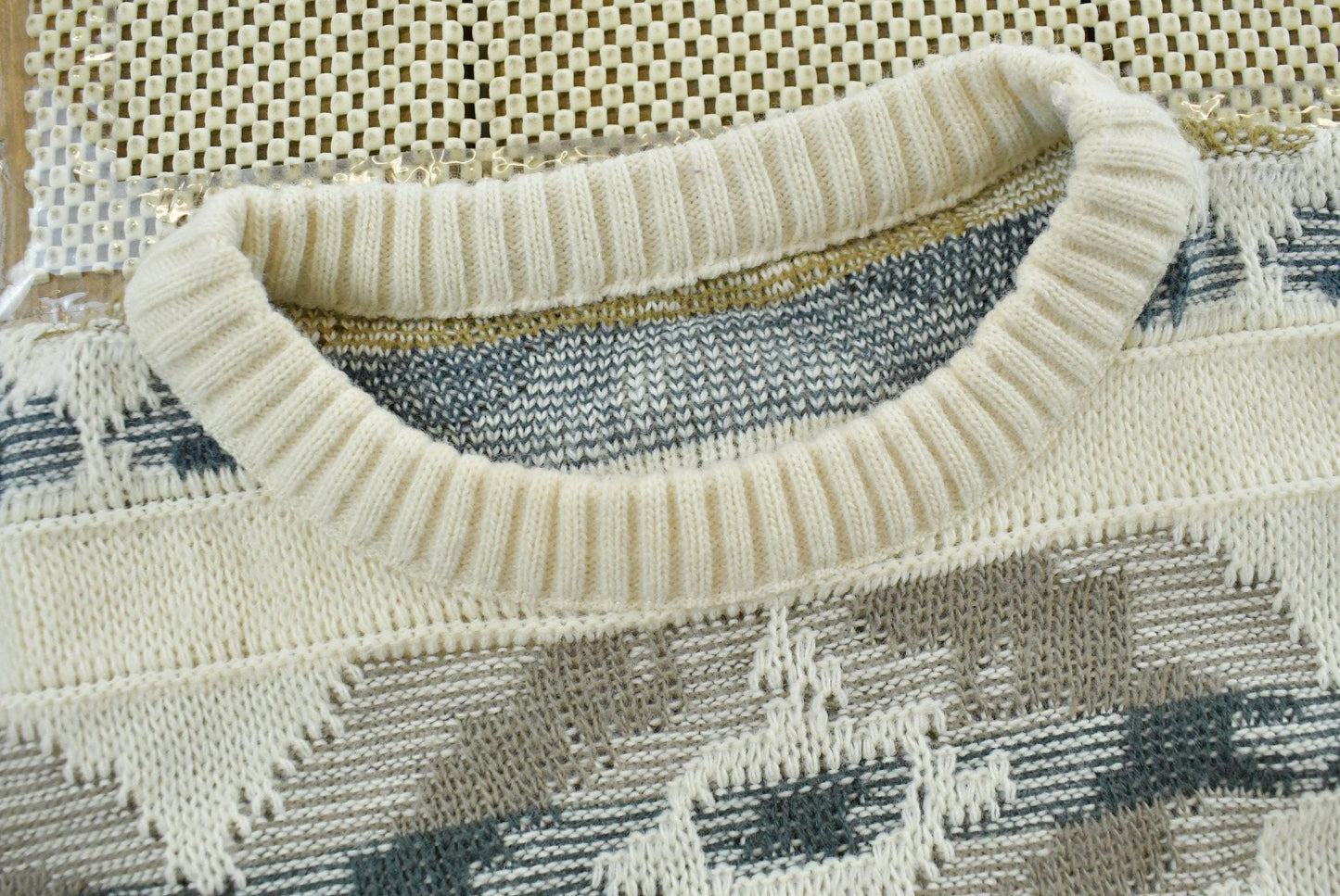 Vintage 1990s Abstract Knit Crewneck Sweater Men's M