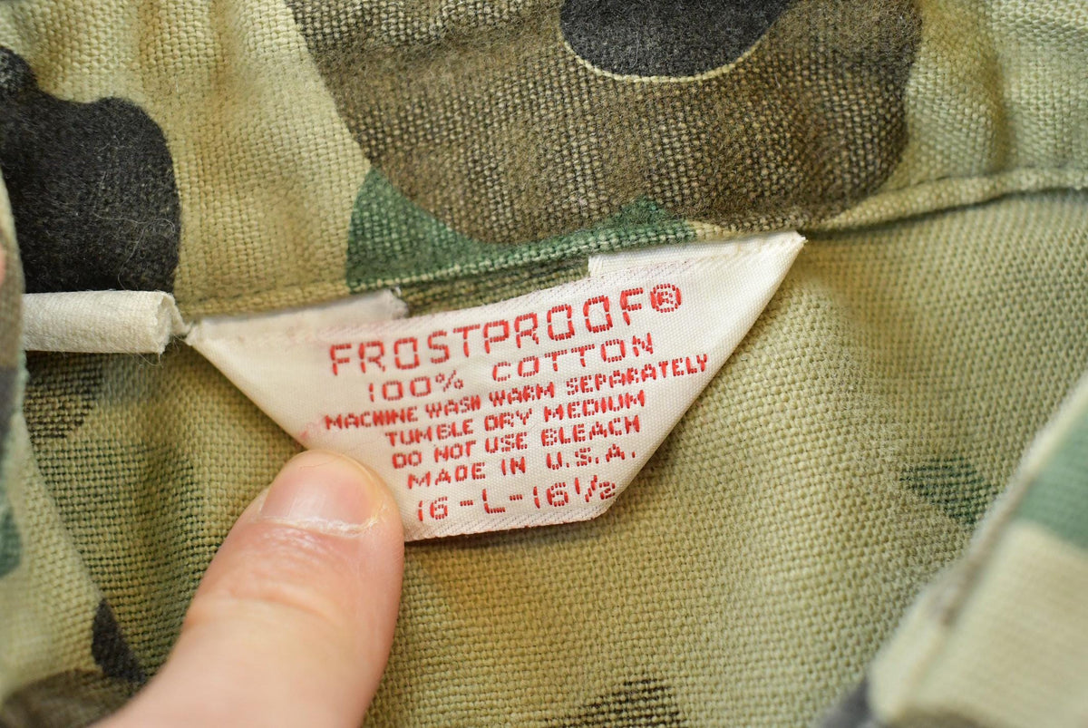 Vintage 1980s Frostproof Duck Camo Chamois Flannel Button Up Shirt Men's L