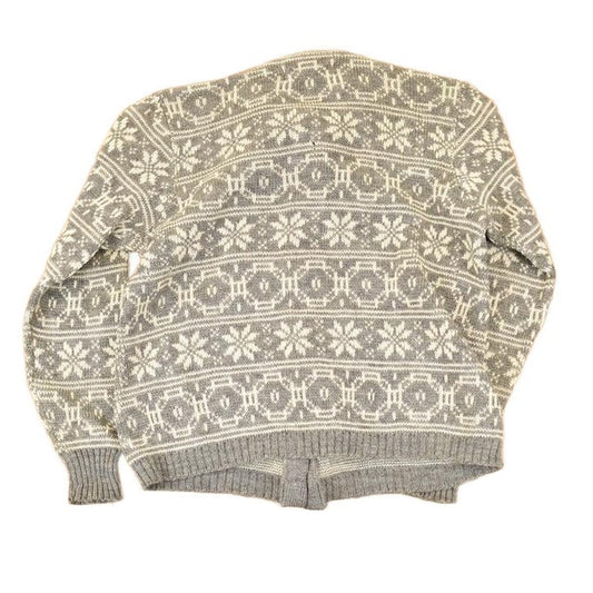 Vintage 1970's Bemidji Abstract Snowflake Wool Knit Cardigan Sweater Men's S