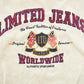 Vintage 1990s Limited Jeans Worldwide Embroidered Crewneck Sweatshirt Men's L