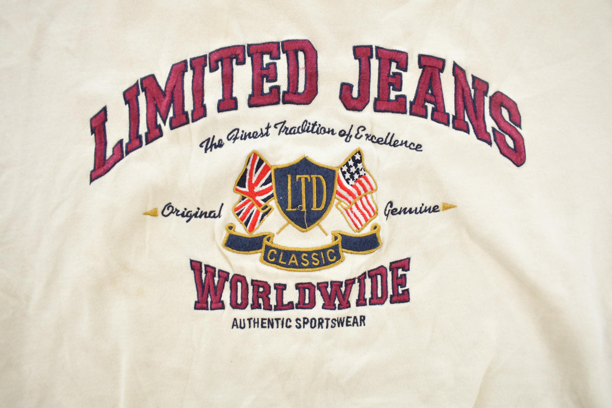 Vintage 1990s Limited Jeans Worldwide Embroidered Crewneck Sweatshirt Men's L