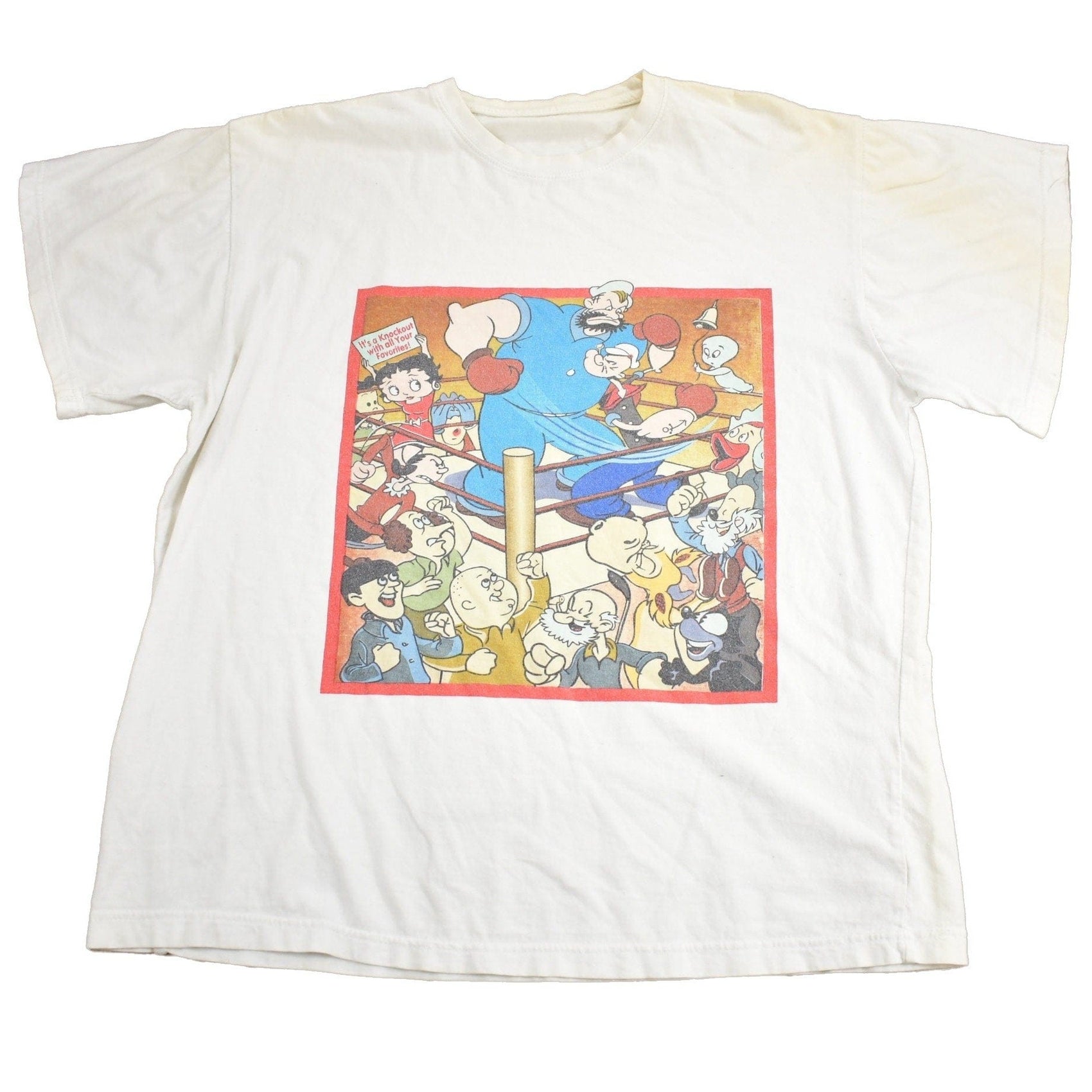 Vintage 1990s Favourite Cartoon Characters Graphic T Shirt Men's Large