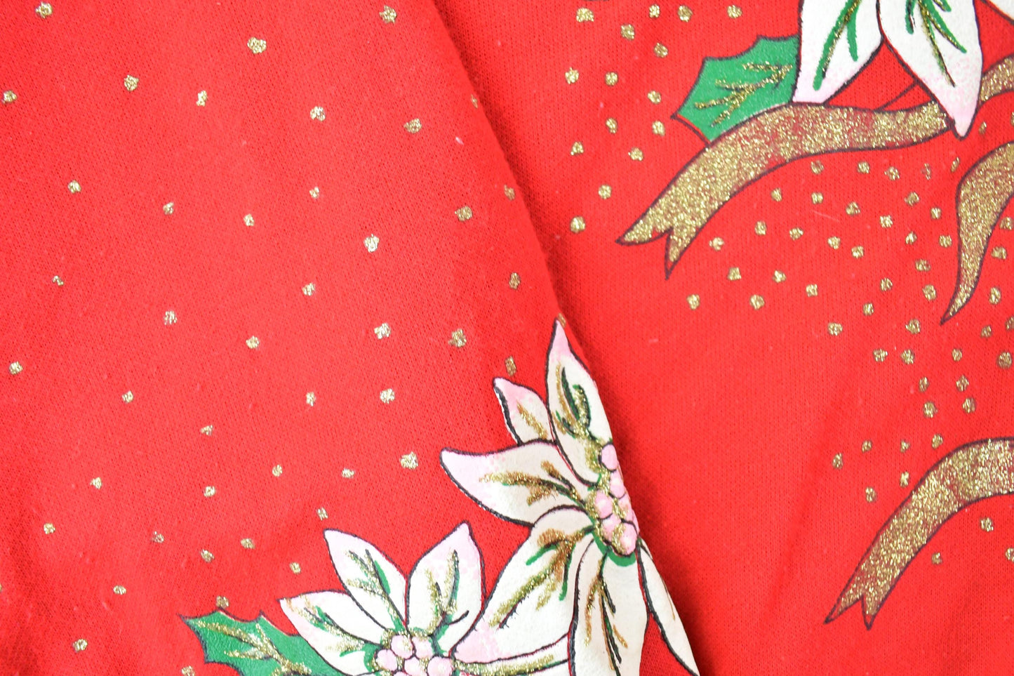 Vintage 1990s Poinsettia AOP Cute Crewneck Christmas Sweater Men's XL