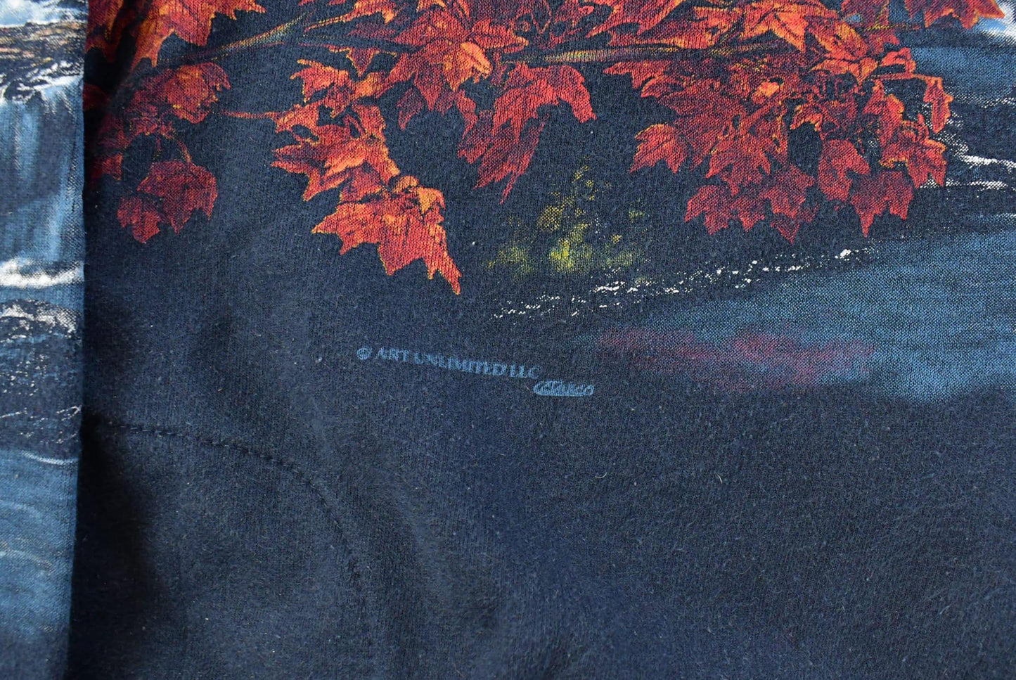 Vintage 1990s Nature Waterfall Graphic Turtleneck Sweatshirt Men's XL