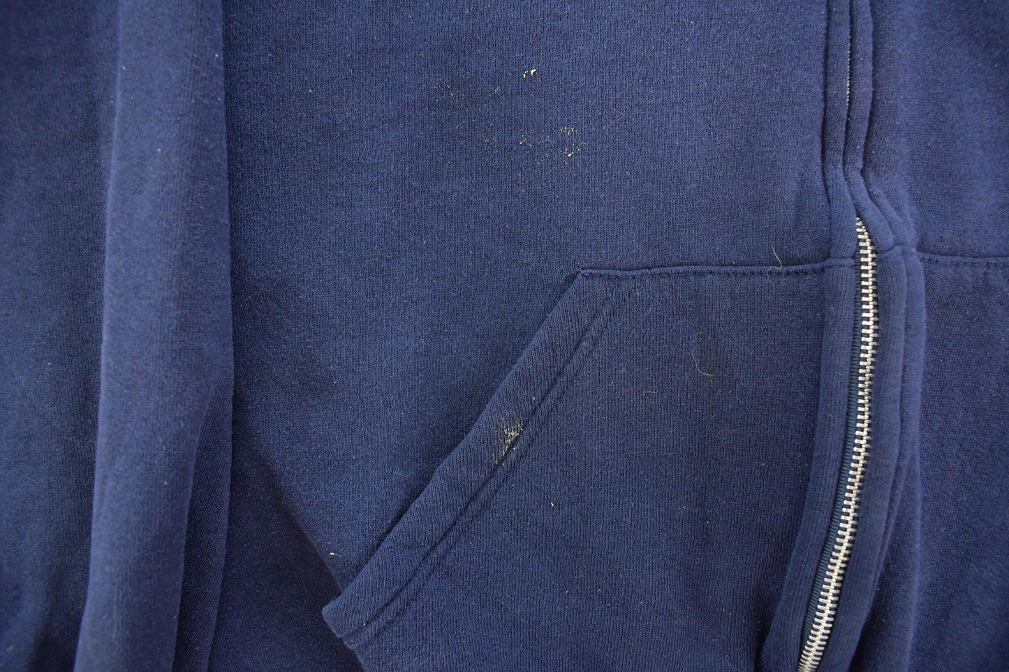 Vintage 1990s Russell Athletics Blank Navy Blue Full Zip Hoodie Sweatshirt Men's L