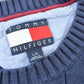 Vintage 1990s Tommy Hilfiger 3D Cotton Cable Knit Crest Logo Crewneck Sweater Men's L