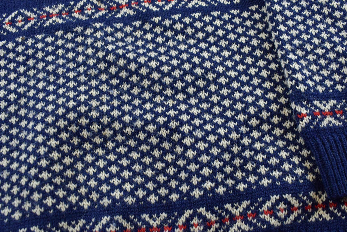 Vintage 1990s Norwool Wool Knit Abstract Pattern Sweater Men's L