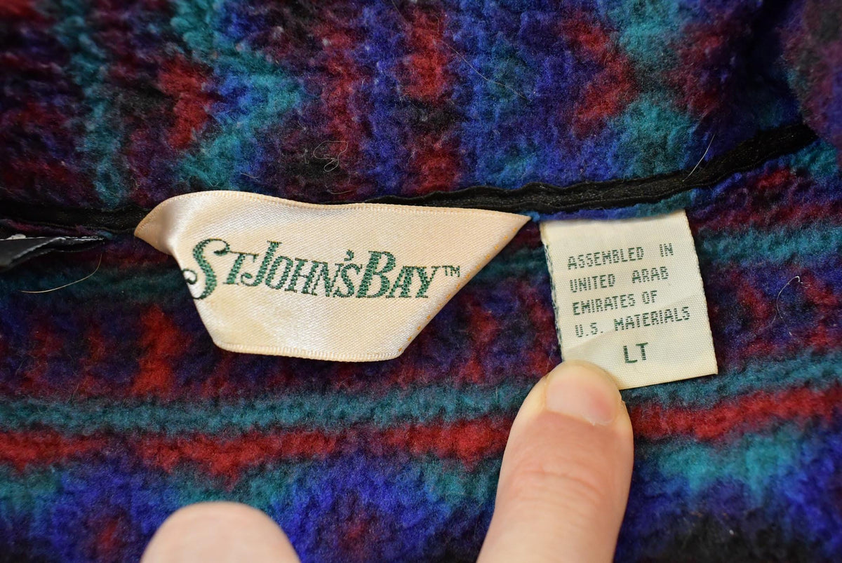 Vintage 1990s St. John's Bay Abstract Pattern Full Zip Fleece Sweater Jacket Men's Large