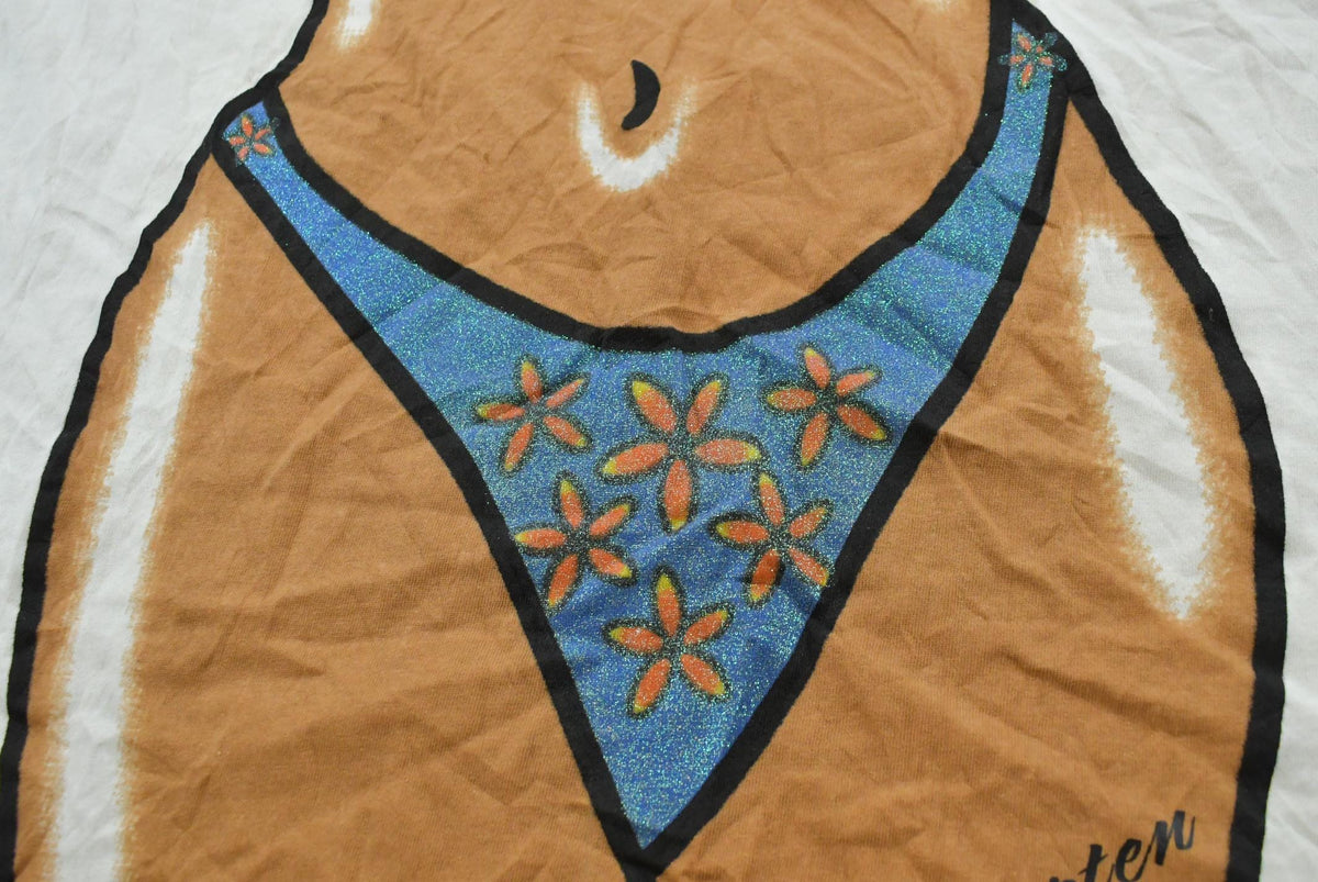 Vintage 1990s Bikini Dress St Maarten Glitter Bikini Swim T-Shirt Women's 3XL