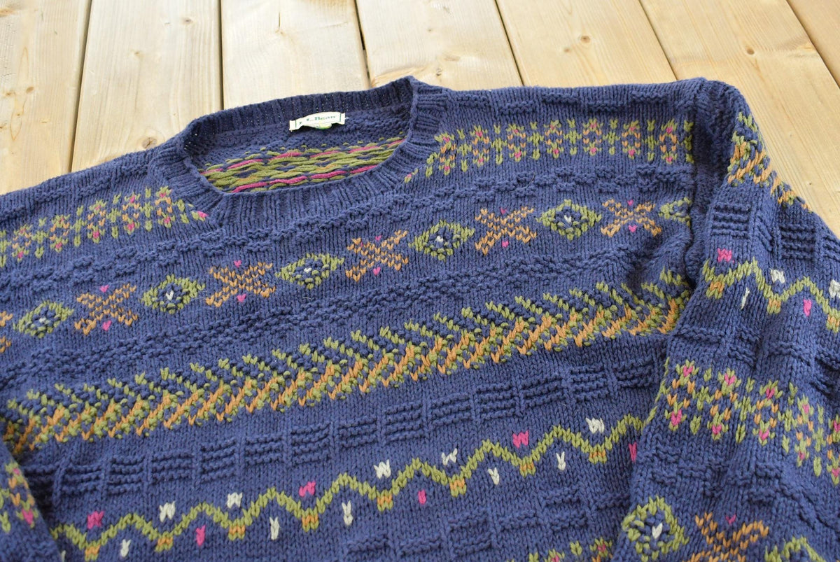 Vintage 1990s LL Bean Striped Knit Sweater Men's L