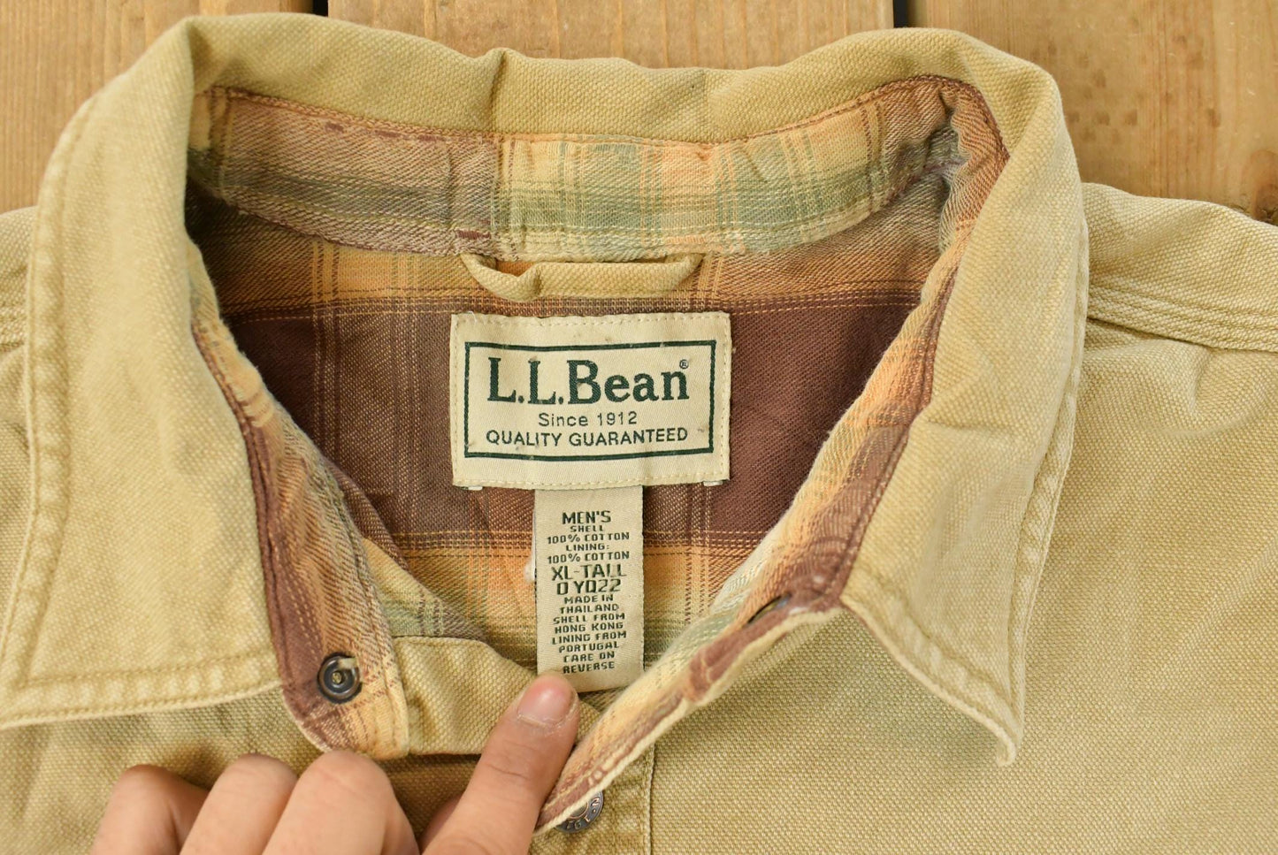 Vintage 1990s L.L. Bean Plaid Lined Button Up Shirt Men's XL Tall