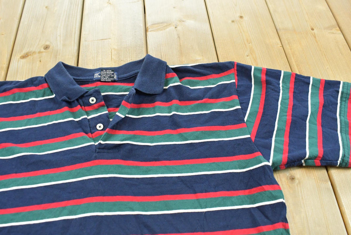 Vintage 1990s Honors Striped Polo Shirt Men's L