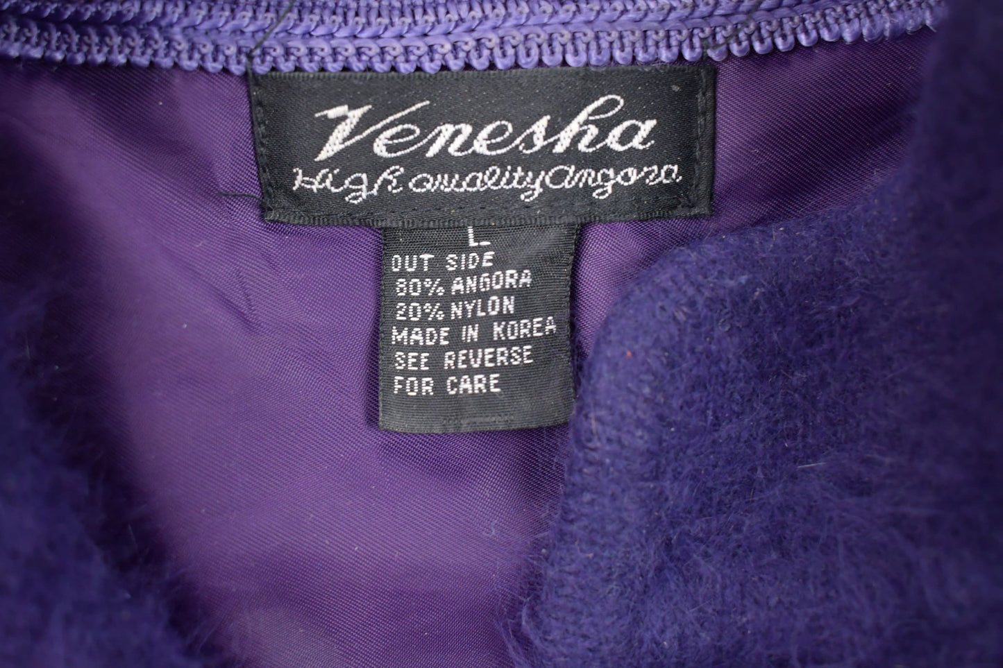 Vintage 1990s Venehsa Furry Knit Lined Button Up Top