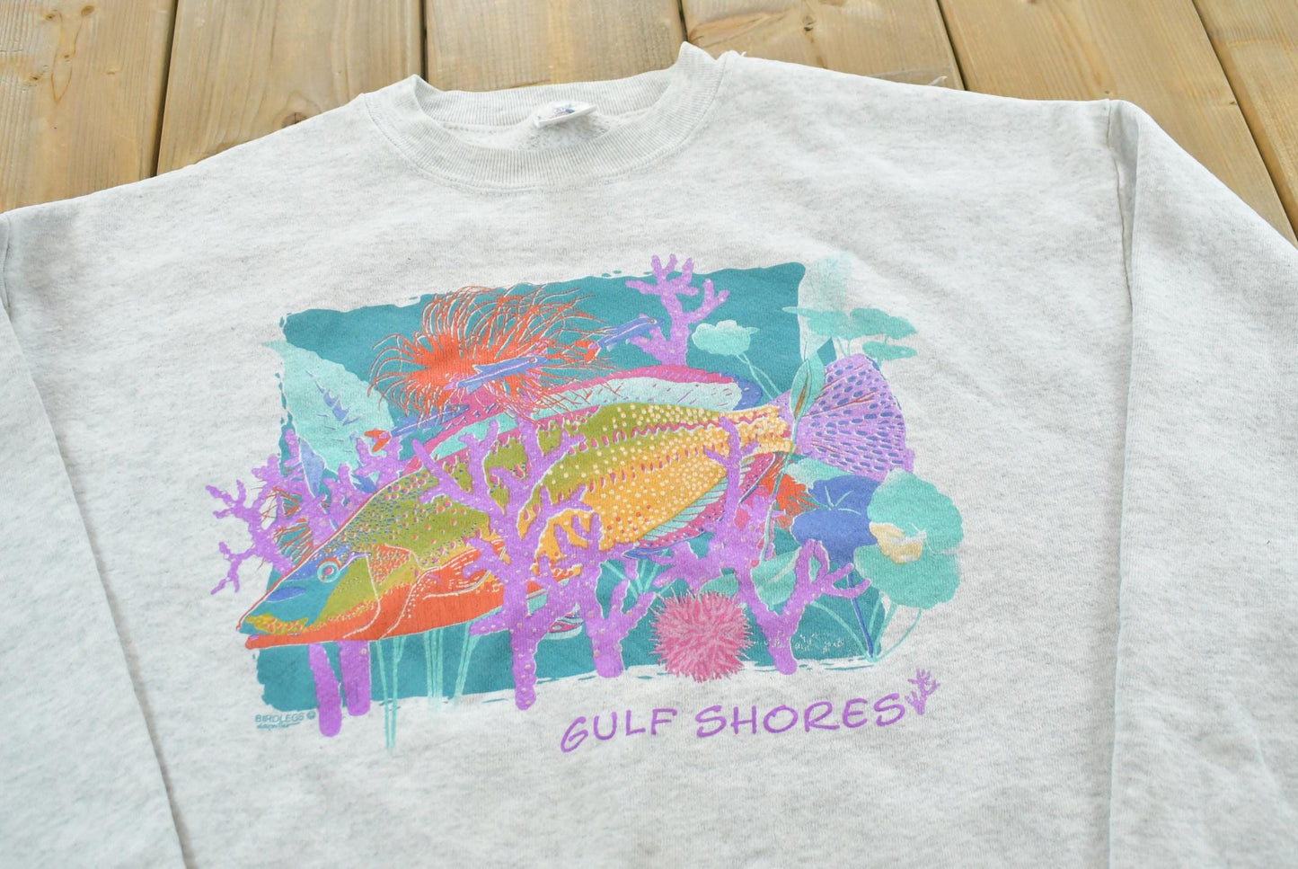 Vintage 1990s Gulf Shores Fish Crewneck Sweatshirt Mens L