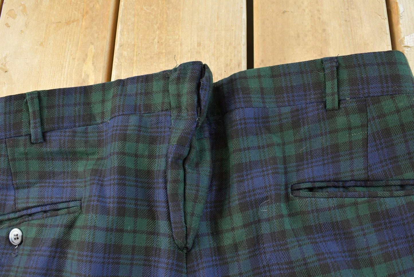 Vintage 1980s Plaid Wool Trousers Men's 36 x 29
