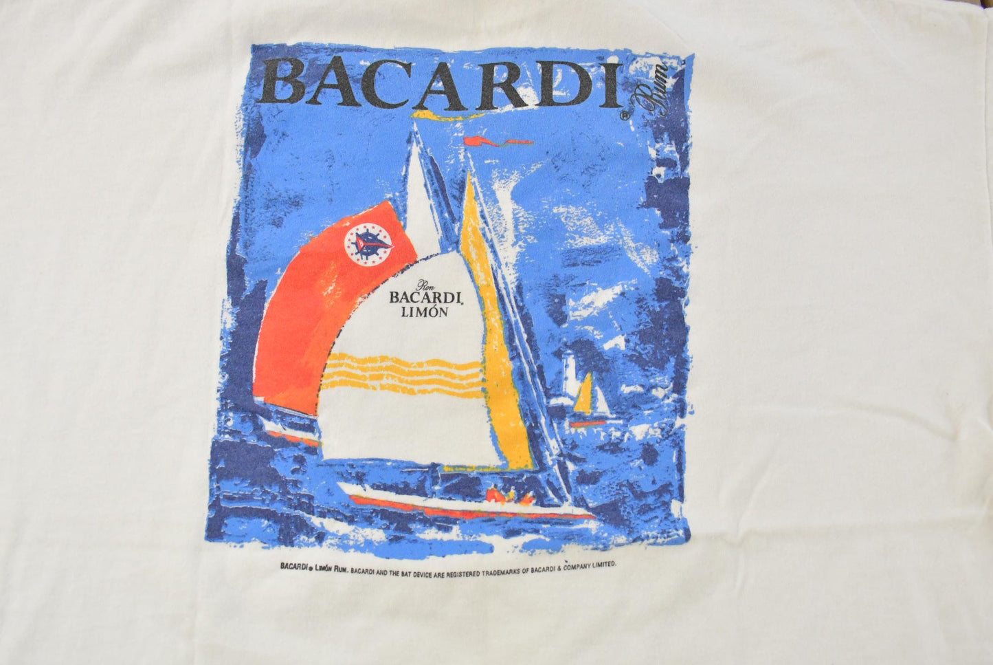 Vintage 1990s Bicardi Bayview Sailing Racing Graphic T-Shirt Men's XL