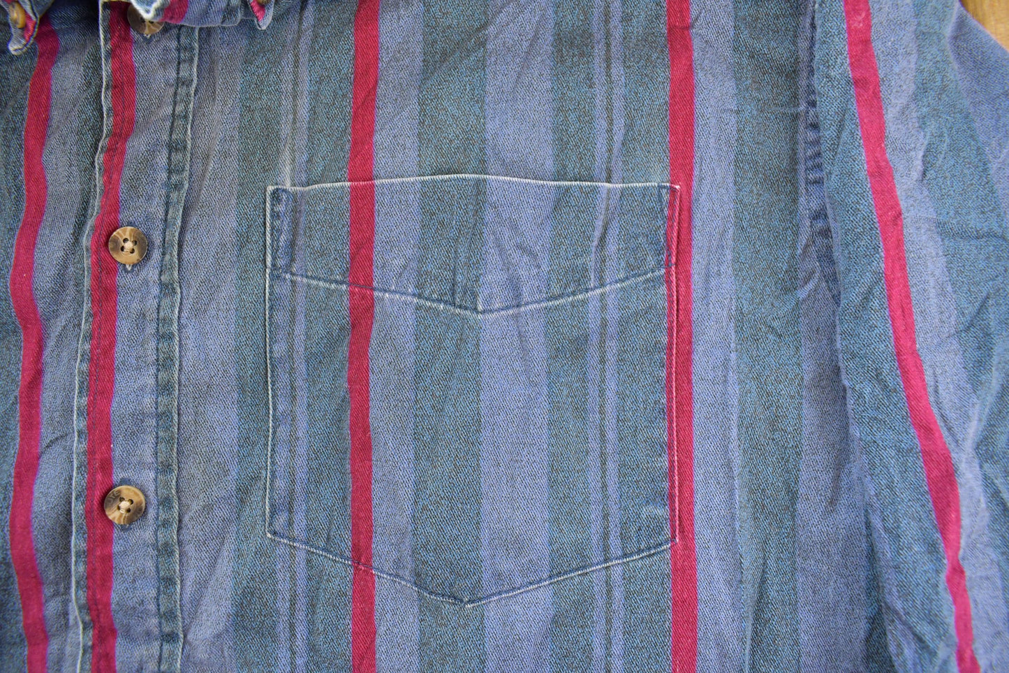Vintage 1990s Route 66 Striped Button Up Shirt Men's XL