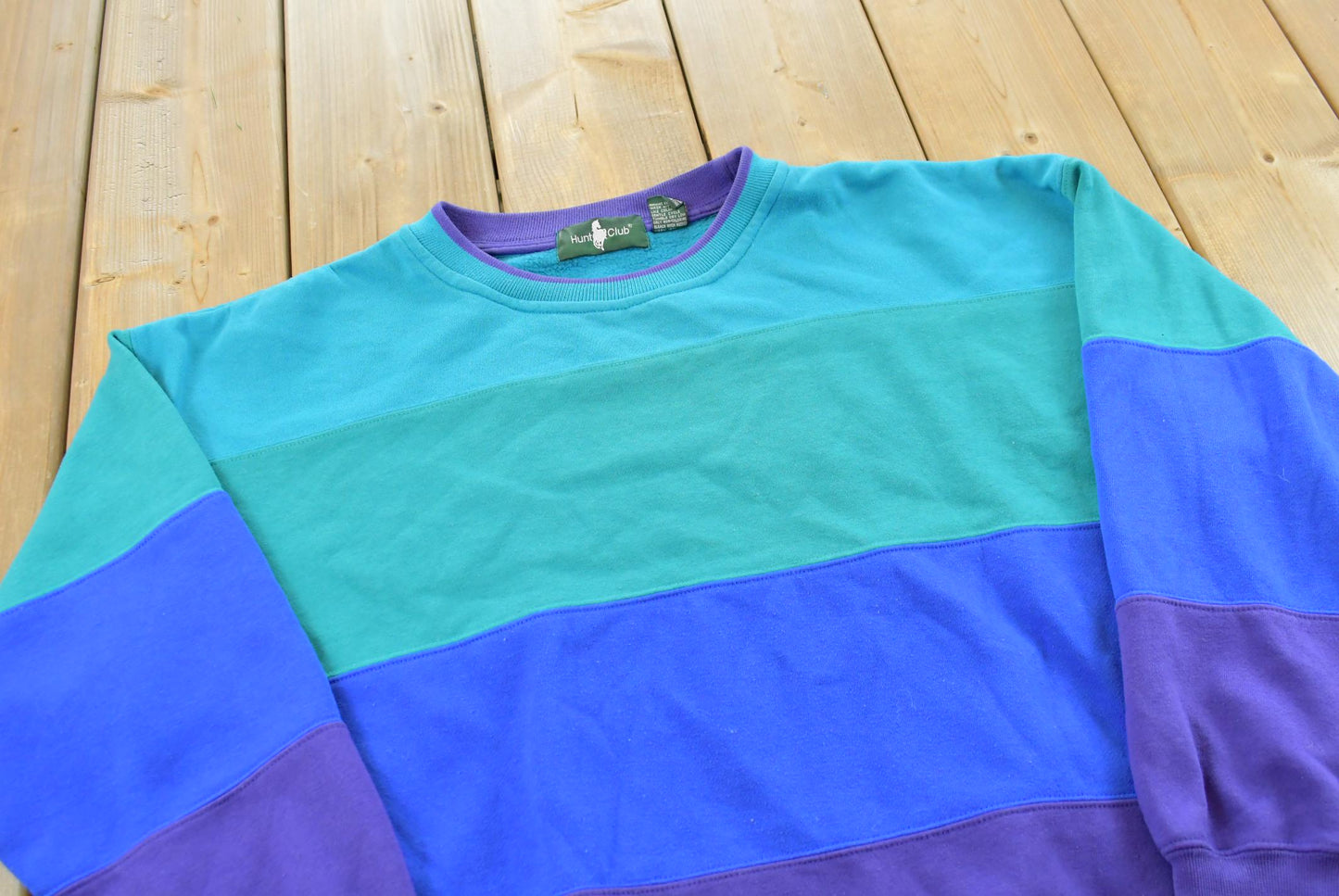 Vintage 1990s Hunt Club Striped Crewneck Sweatshirt Men's L