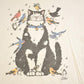Vintage 1990's Kitty Cat Bird Cute Souvenir Grandma T-Shirt Women's M