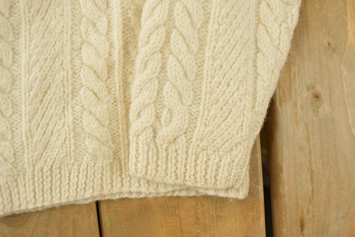 Vintage 1990s Lauren Ralph Lauren Turtle Neck Fisherman Ribbed Wool Knit Sweater Women's M