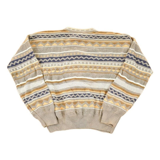 Vintage 1990s Sansabelt Sport Abstract Striped Knit Crewneck Sweater Men's L