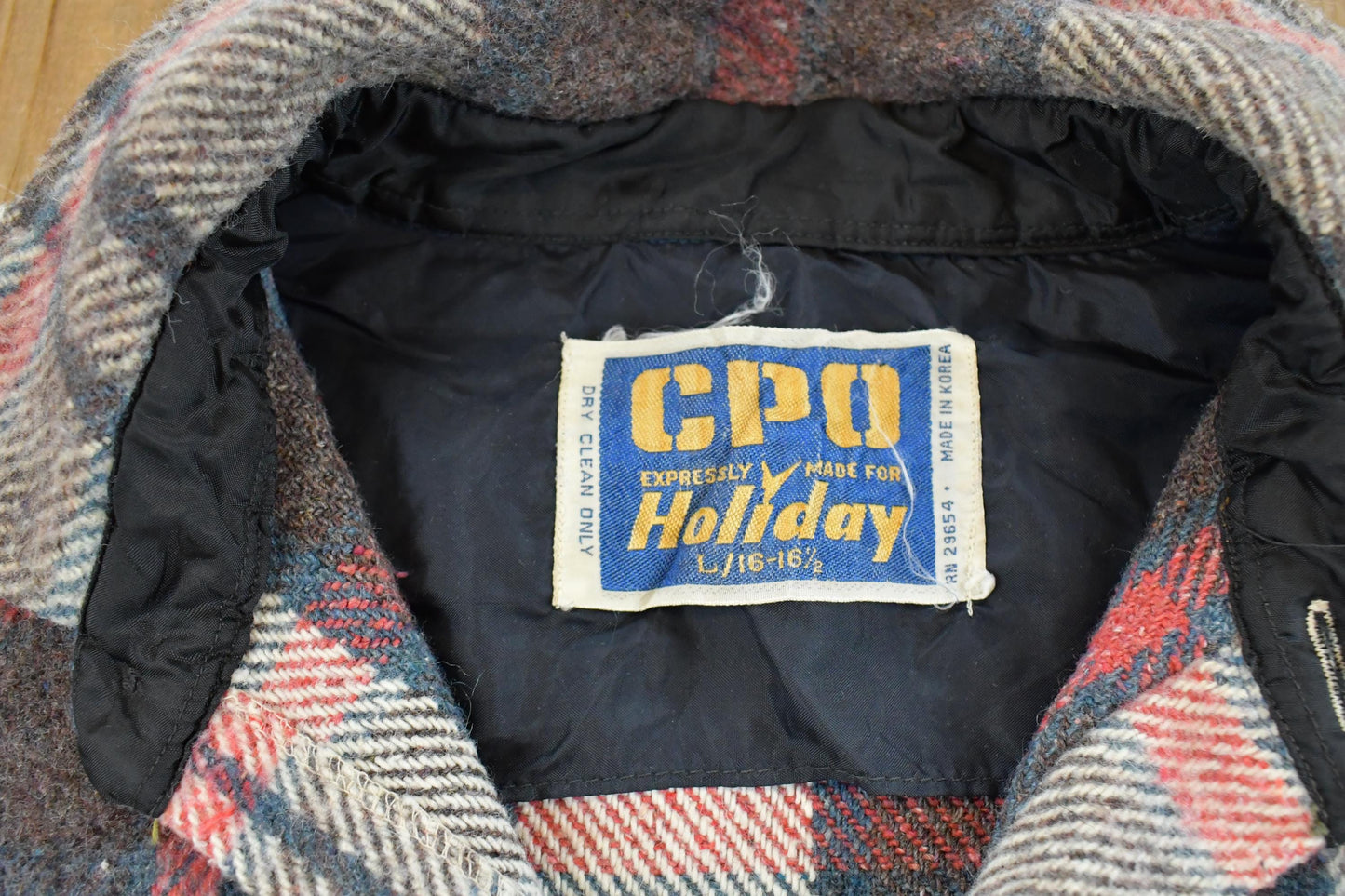 Vintage 1980s CPO Holiday Flannel Shirt Jacket Men's Large