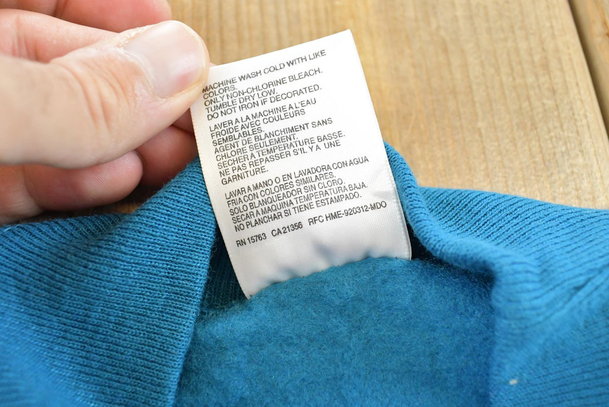 Vintage 1990s Deadstock Hanes Her Way Blank Blue Crewneck Sleep Sweatshirt Women's M Long