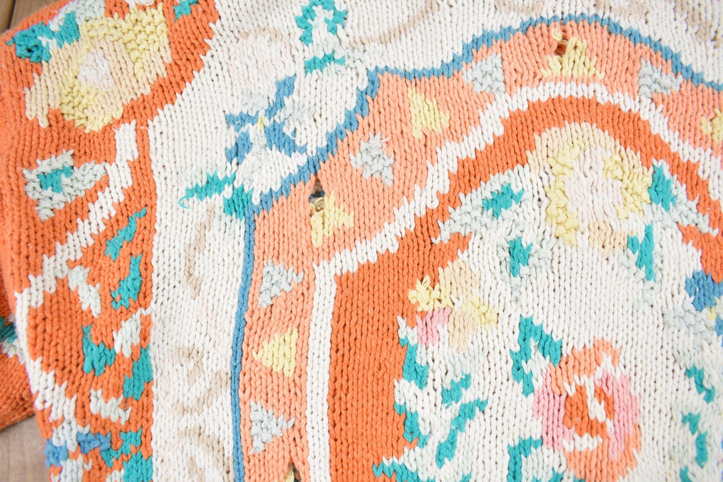 Vintage 1990s Orange Abstract Pattern Cardigan Sweater Women's S