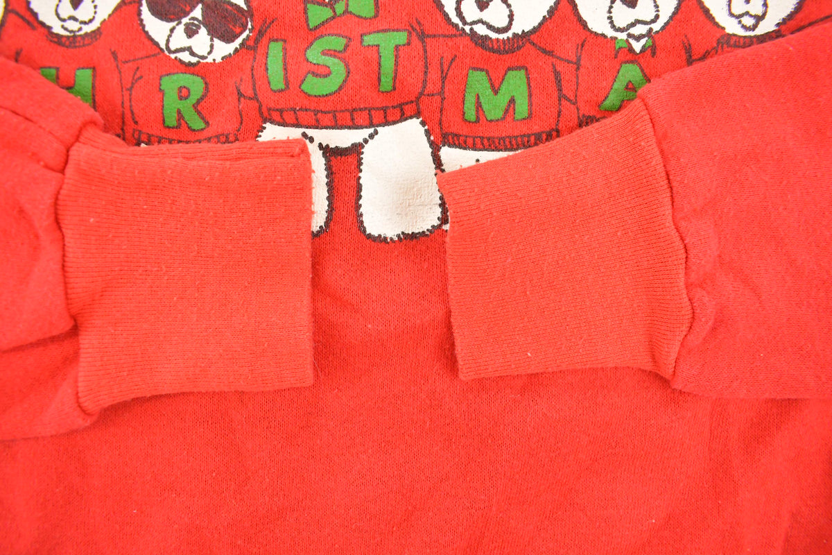 Vintage 1990s Beary Christmas Cute Teddy Bear Christmas Graphic Raglan Crewneck Sweatshirt Men's S