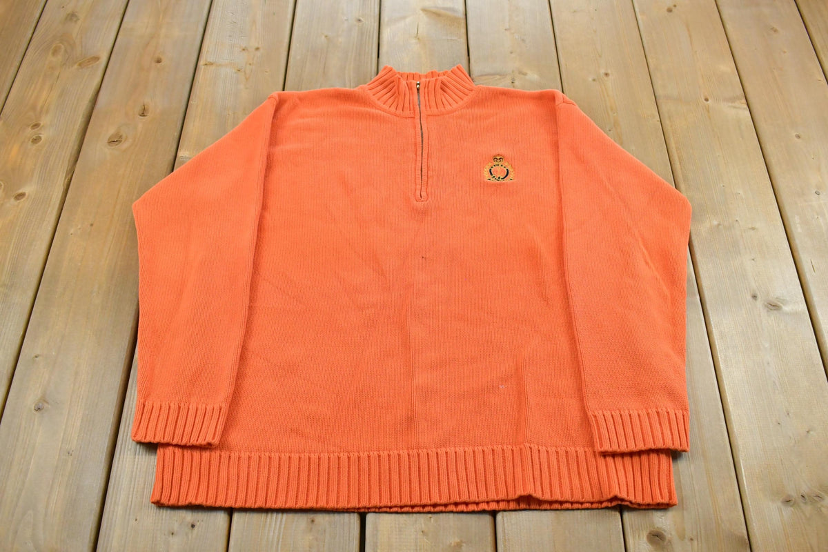 Vintage 2000s Lauren Ralph Lauren Quarter Zip Sweatshirt Men's M / 2000s Ribbed Sweater / Preppy Americana