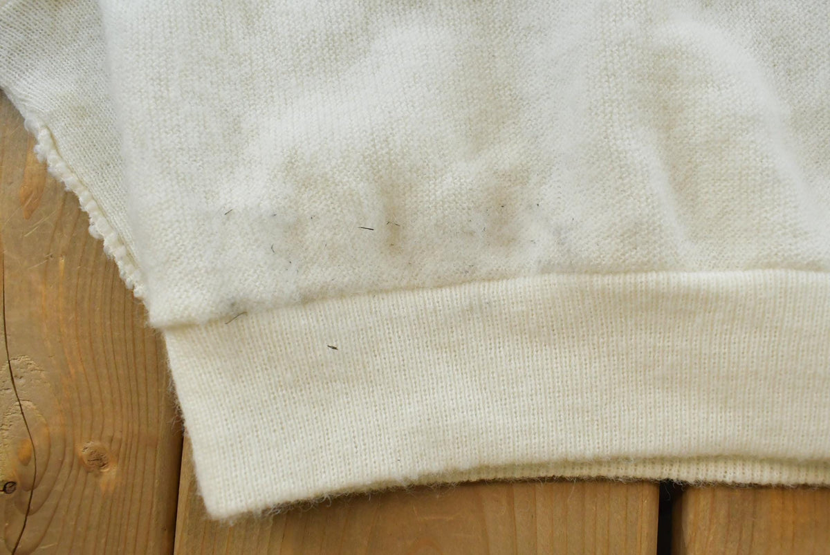 Vintage 1980s Izod Lacoste White Acrylic Knit Cardigan Sweater Men's L