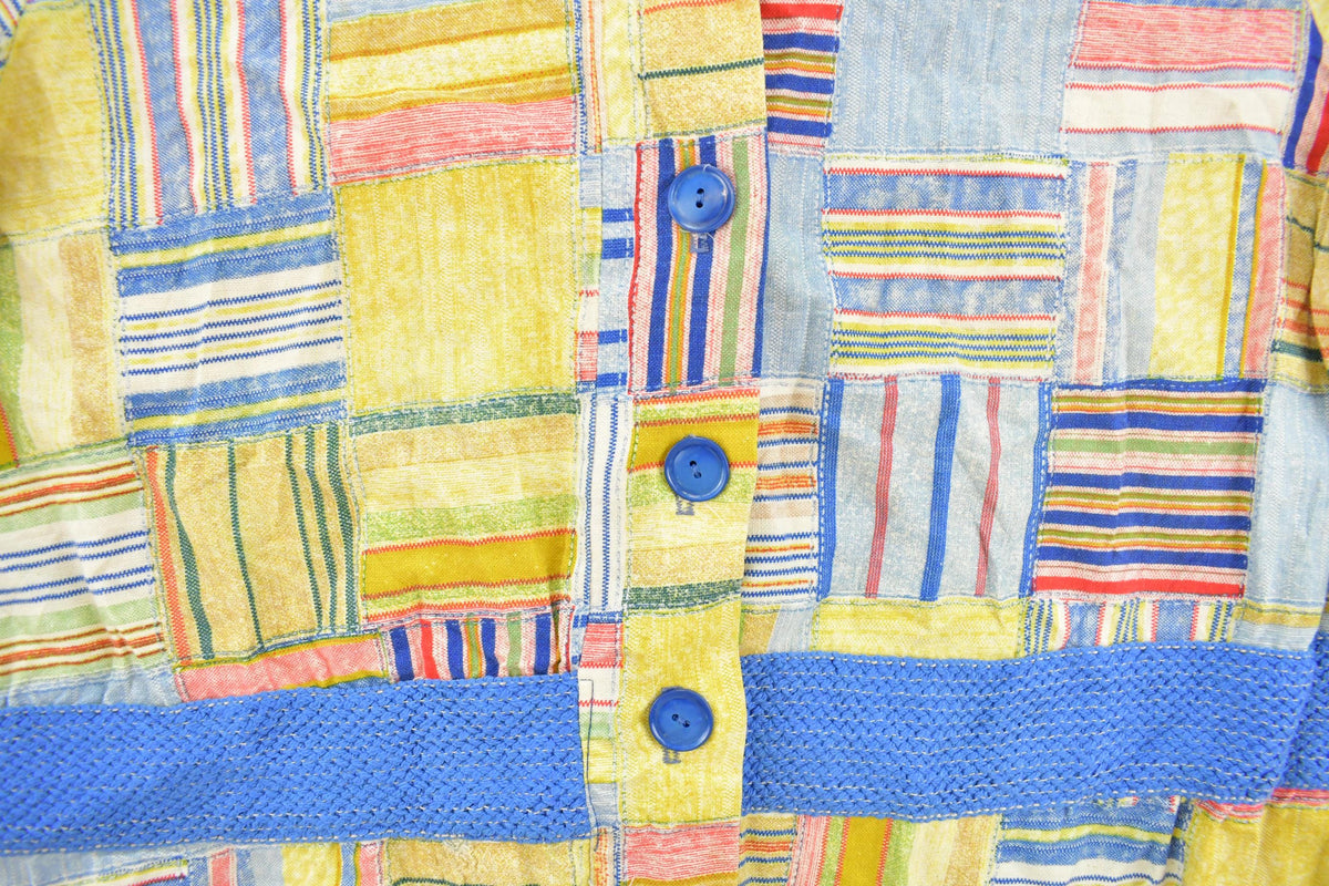 Vintage 1970s Rhoda Lee Patchwork Button Up Shirt Women's M