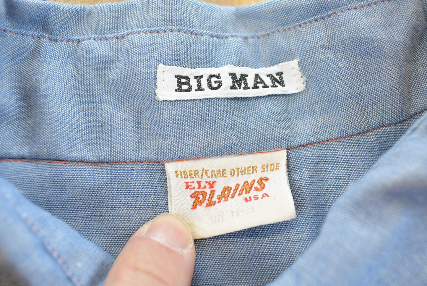Vintage 1980s Ely Plains Chambray Button Up Shirt Men's XL
