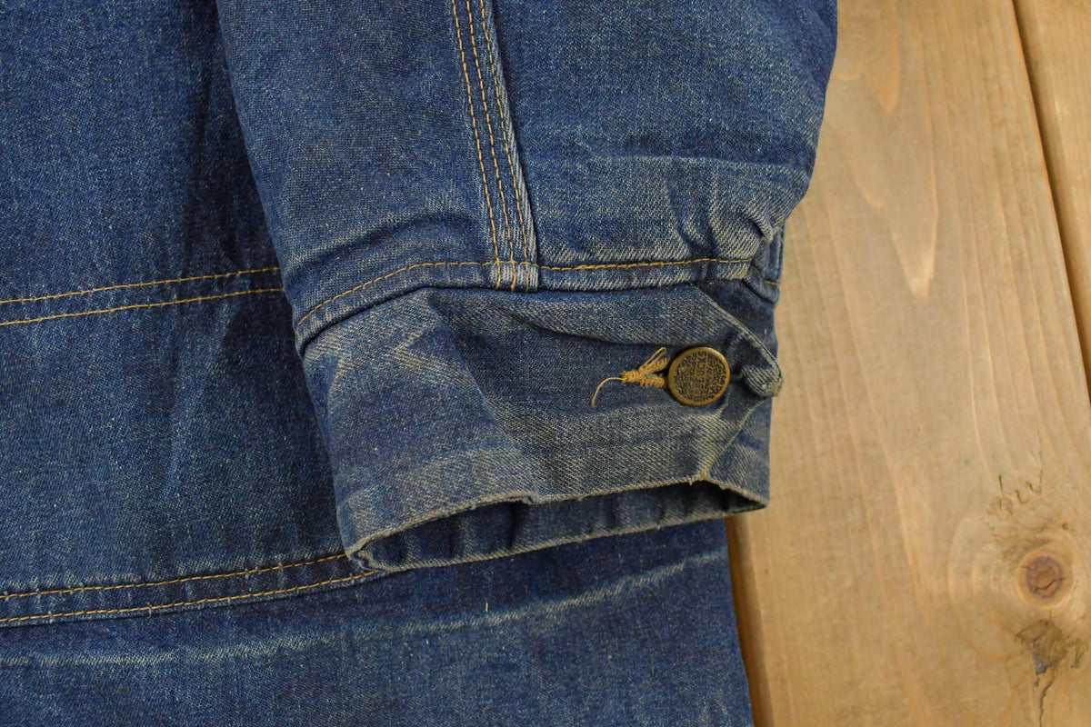 Vintage 1980s Roebucks Blanket Lined Denim Chore Jacket Men's 2XL