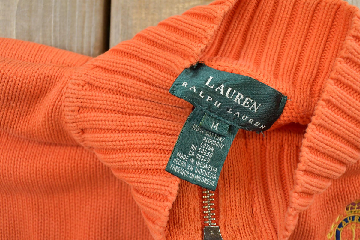 Vintage 2000s Lauren Ralph Lauren Quarter Zip Sweatshirt Men's M / 2000s Ribbed Sweater / Preppy Americana
