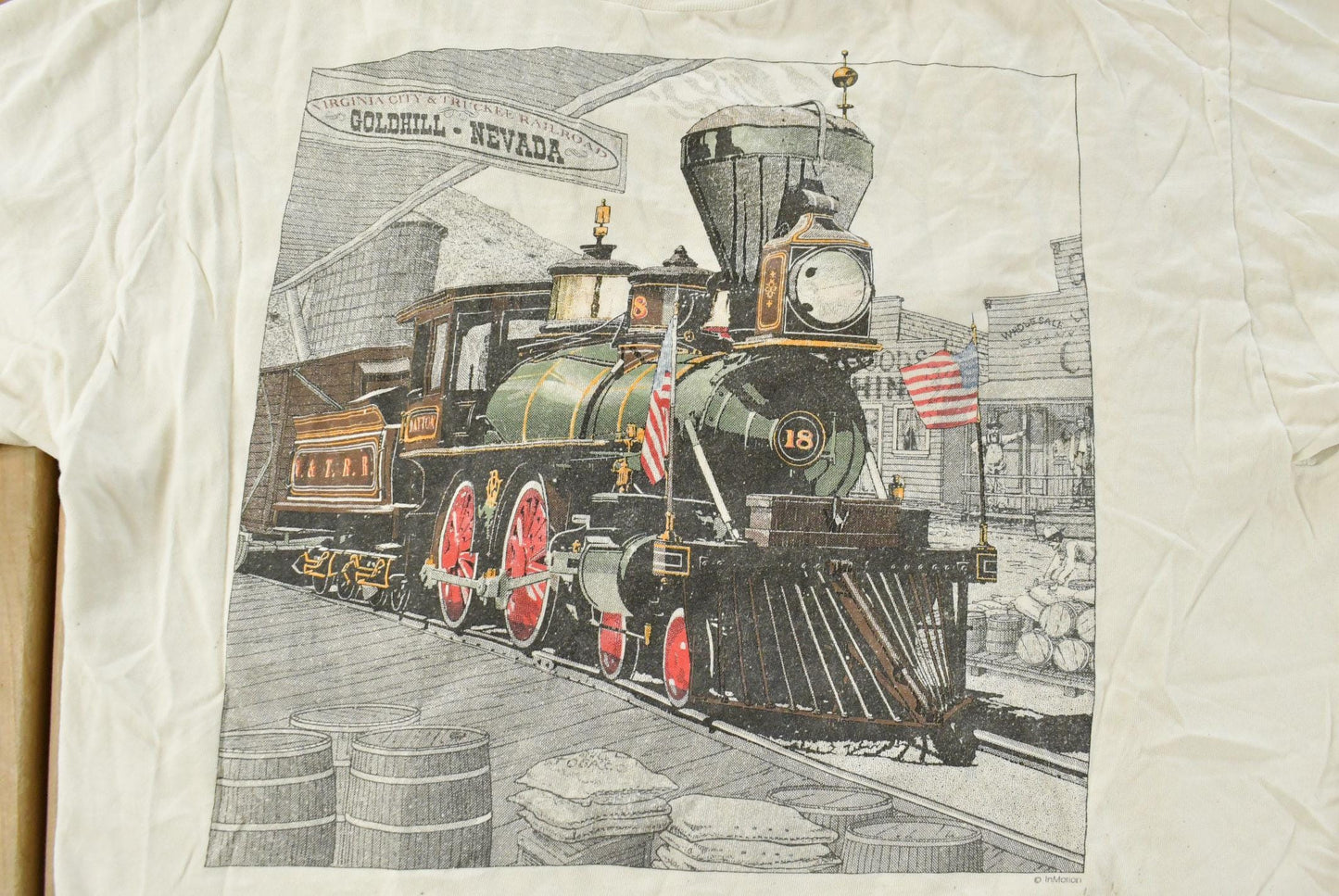 Vintage 1990s Steam Engine Train Souvenir Single Stitch Graphic Print T-Shirt Men's L