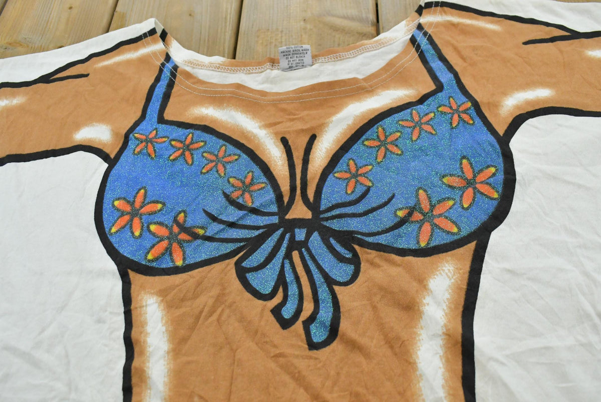 Vintage 1990s Bikini Dress St Maarten Glitter Bikini Swim T-Shirt Women's 3XL