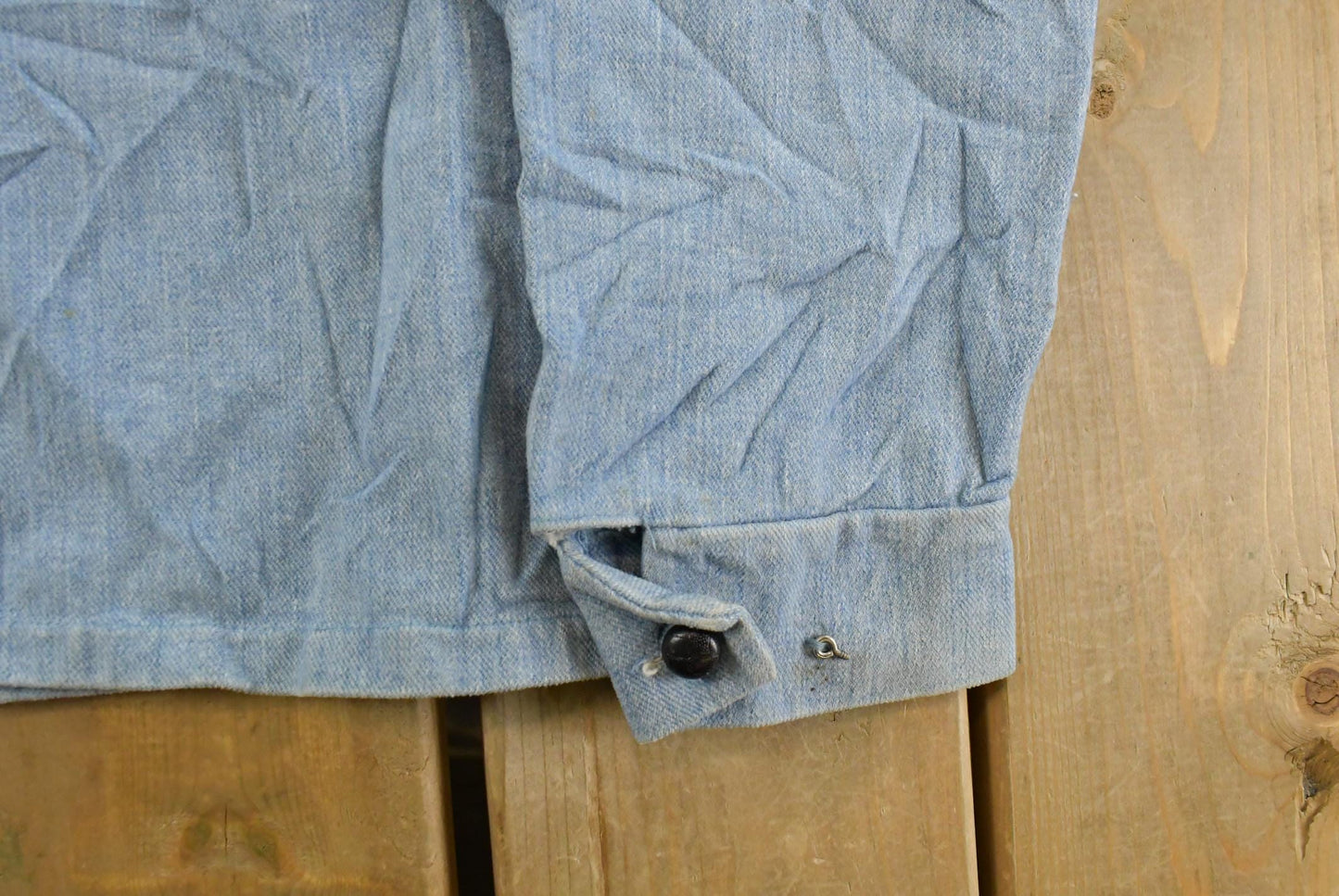 Vintage 1970s Chambray Lace Pullover Shirt Men's Medium