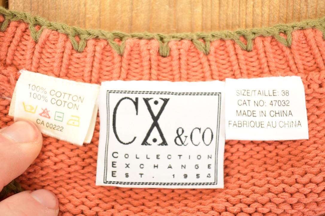 Vintage 1990s CX Clothing Exchange Chunky Abstract Abstract Knit Cardigan Sweater Women's L