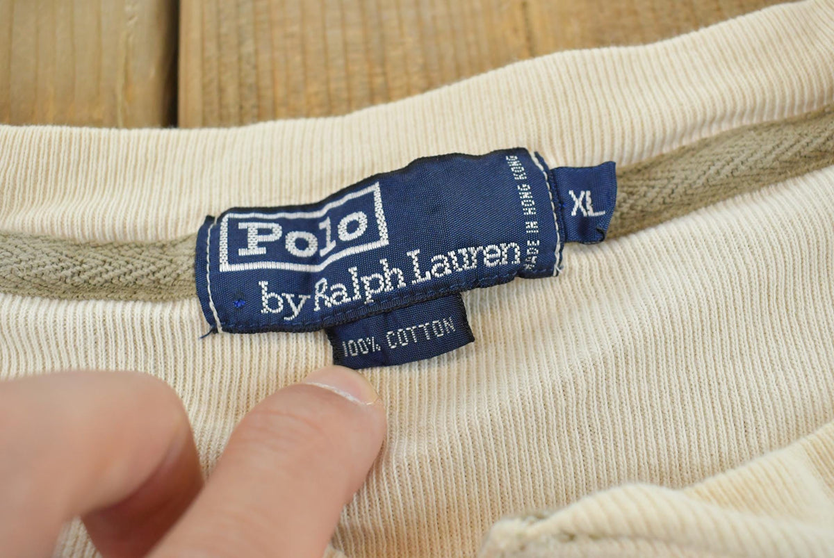 Vintage 1990s Polo Ralph Lauren Long Sleeve Henley Collar T-Shirt Men's 2XL
