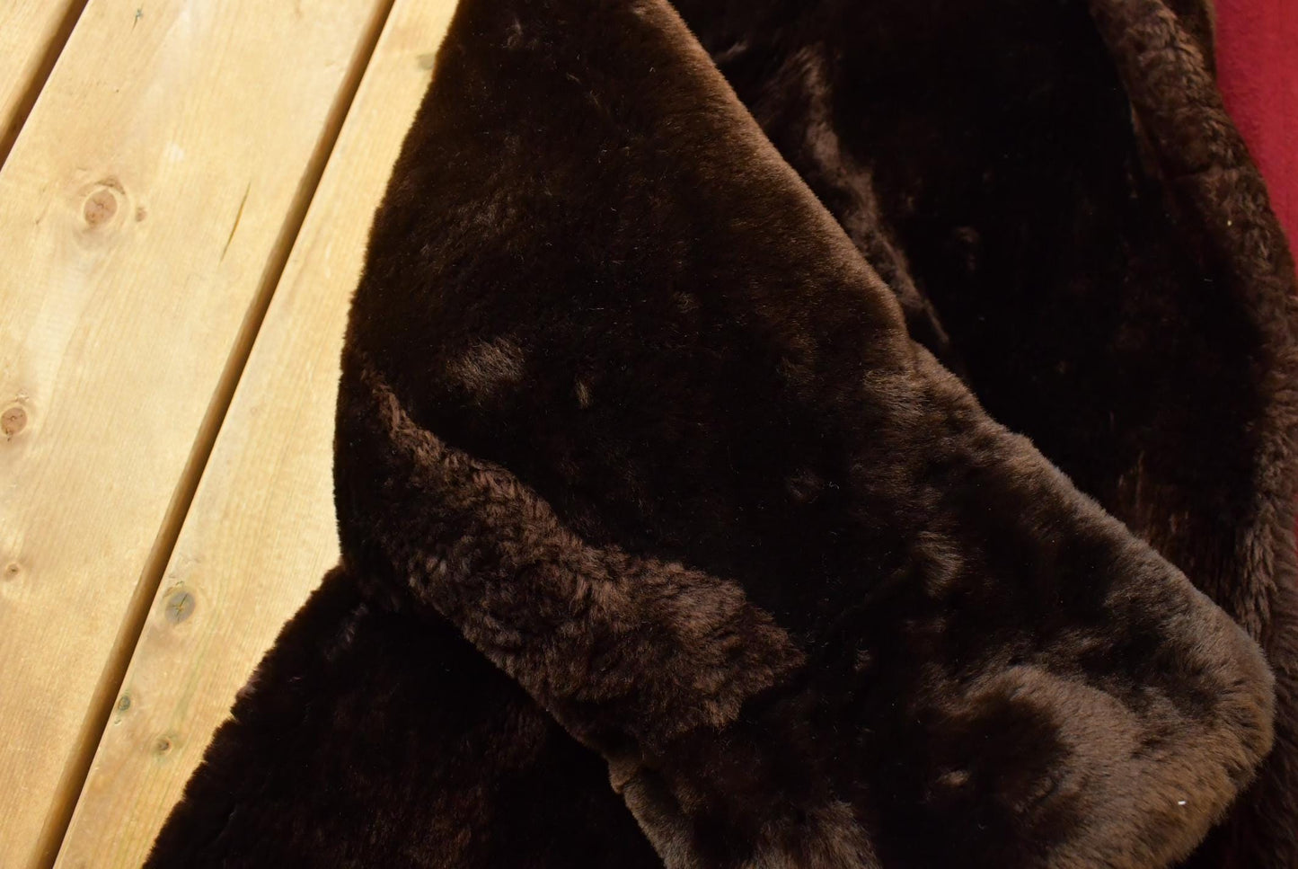 Vintage 1960s Mouton Fur Coat Wool Lining Adult L