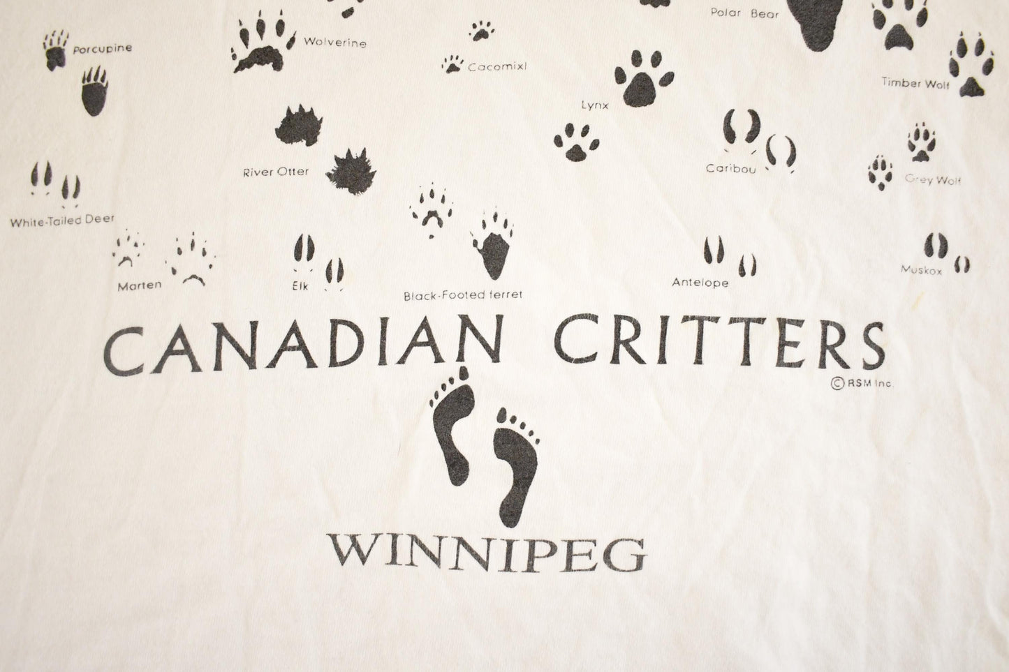 Vintage 1990's Winnipeg Canadian Critters Souvenir Travel T-Shirt Mens L