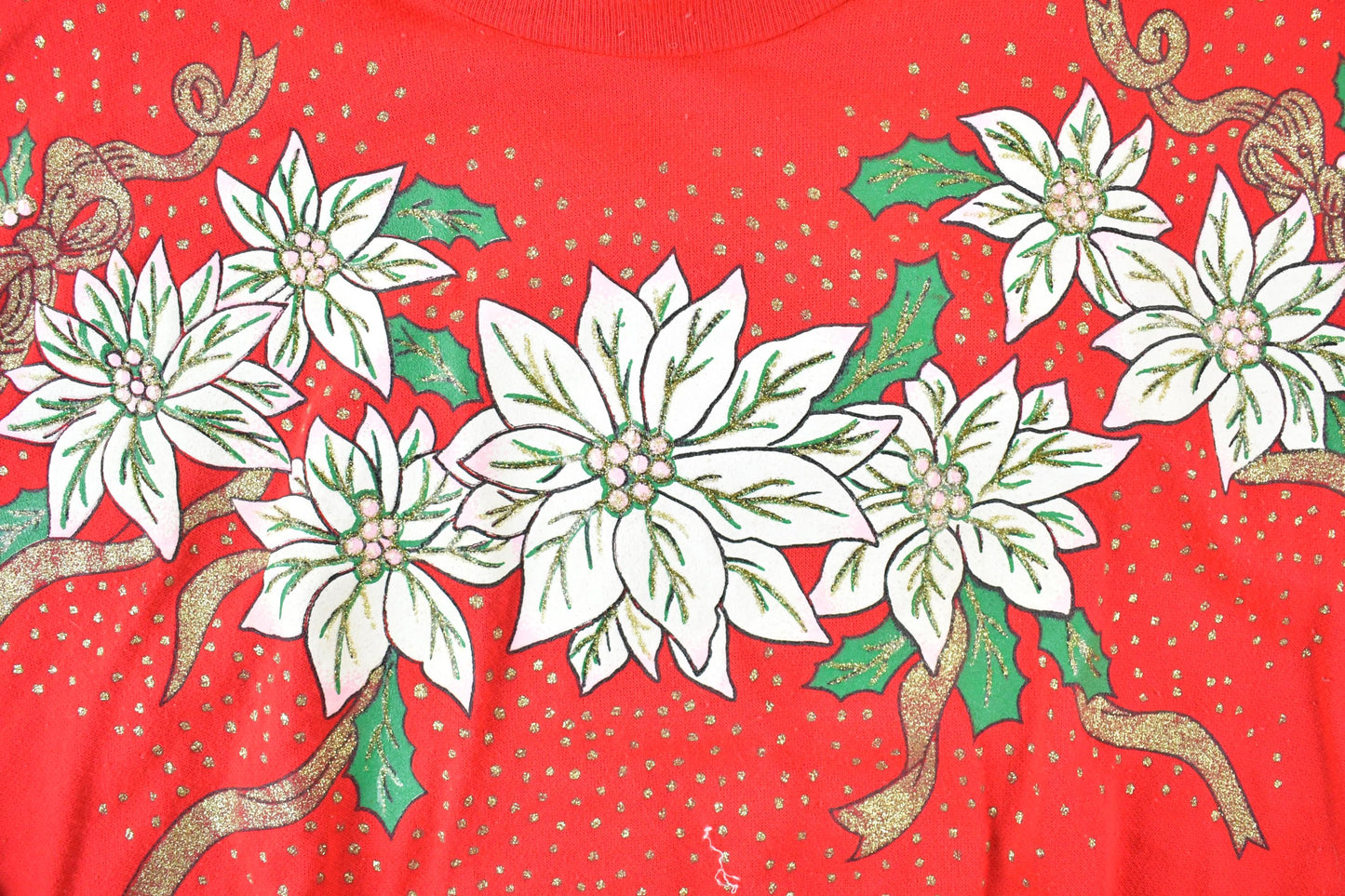 Vintage 1990s Poinsettia AOP Cute Crewneck Christmas Sweater Men's XL